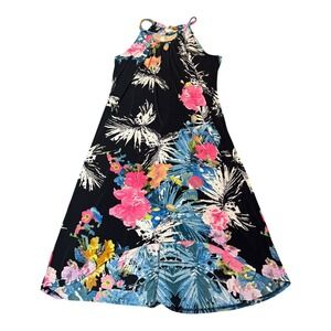 Mile Gabrielle Women's Black Floral Sleeveless Halter Maxi Dress Size XL